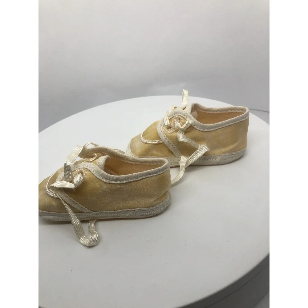 Vintage Christening Shoes Satin Feel Laces Infant Baptism Shoes 3.5